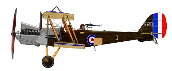 Used front line aircraft such as this RE.8 were supplied to Denham to become training aids