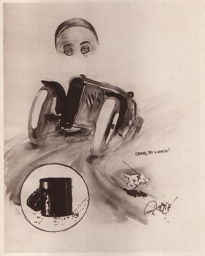 Toni Roylf's caricature of Malcolm Campbell.