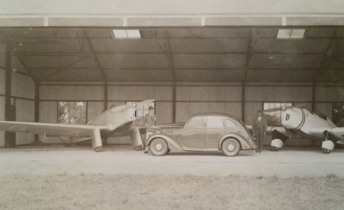 Hangar J with Myles, Sir John Holder and their Miles M.2s inside. Three or four aircraft were the limit in the first hangar.