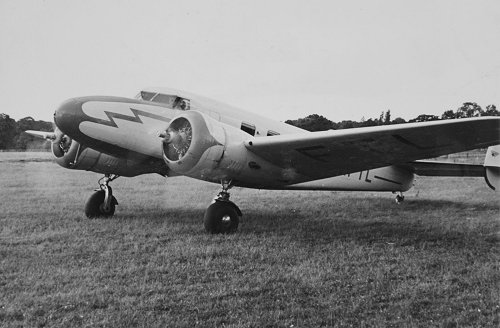 Lockheed 12A G-AFTL at Denham. Fast and long ranged, this was a wolf in sheep's clothing.