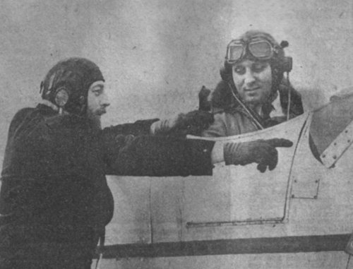 Deputy CFI, Edward Hewett, briefs student pilot Hilton Lowndes prior to his first solo.