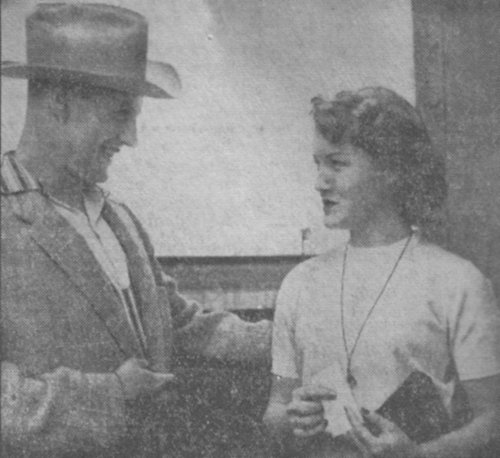 Gene Thompson with Helen Brown aboard the SS Atlantic on 12 August, the day after Thompson's flight under London bridges.