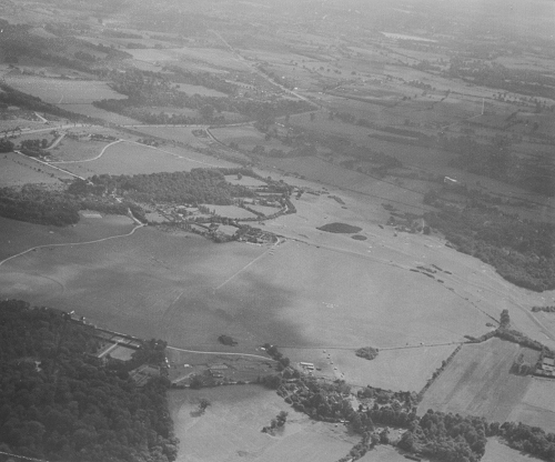 Denham Aerodrome in 1955 looking south east. Note the absence of houses in Denham Green.