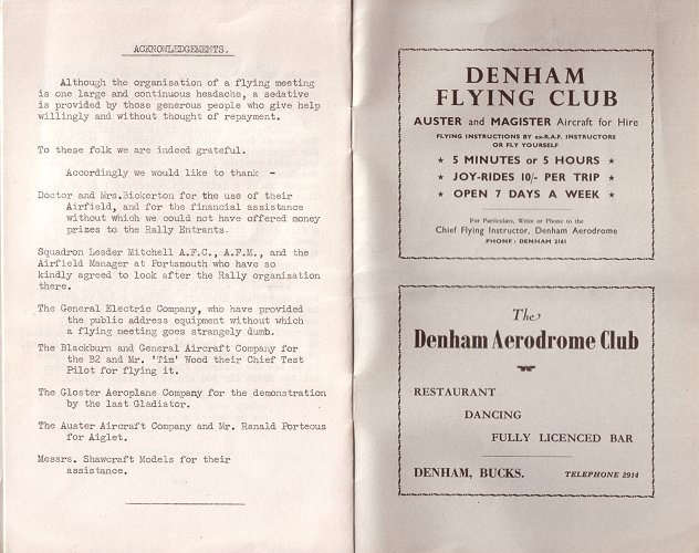 The Vintage Aeroplane Club programme for their Garden Party and Air Rally.