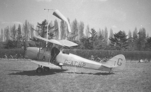 Avro 638 Club Cadet G-ACHP seen visiting Denham in 1955, owned by the Vintage Aeroplane Club.