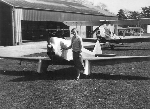 Jill Bickerton photographed with her father's Chilton DW-1.