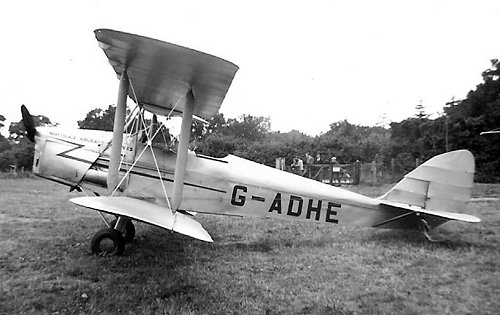de Havilland dH.60G III Moth Major G-ADHE was brought to Denham by Herbert Warwick, then purchased by Nightscale Aircraft Services.