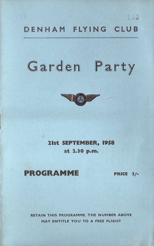 The cover of the Garden Party programme, numbered to win a free flight.
