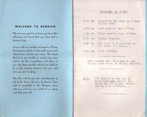 The Garden Party programme, which included a flypast of nine Javelins!