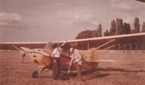 Myles Bickerton has a look at one of the visitors to the Garden Party, an Aeronca Champion from the US Air Force Europe flying club.