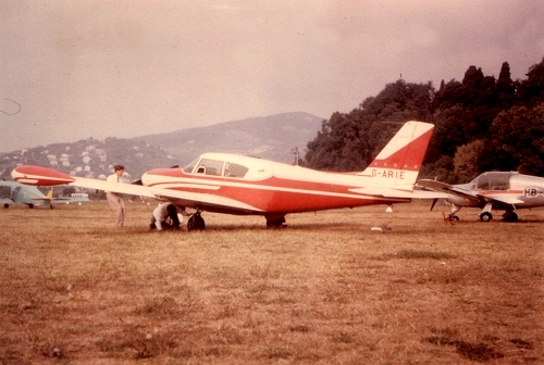 Piper PA-24 Comanche G-ARIE at Cannes in September 1963. The long range of the Comanche made it a useful business aircraft.