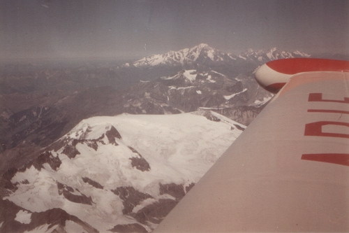 The view over G-ARIE's wing towards the Alps on the way back from Cannes.