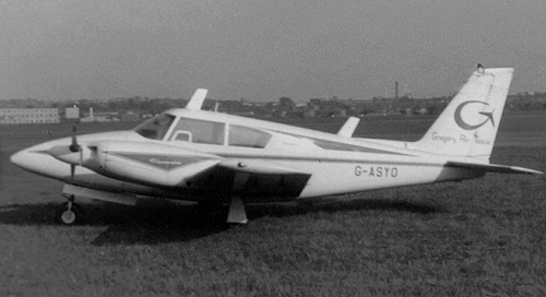 Gregory Air Taxis Twin Comanche G-ASYO as it appeared in 1964.