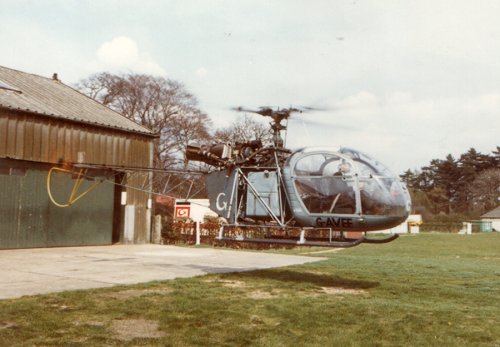 The Sud Aviation SE.3130 Alouette II G-AVEE was the first helicopter purchased by the Gregory Group, it was to be the first of many. The aircraft is seen here at Denham in 1968 with Barry Bird at the controls.
