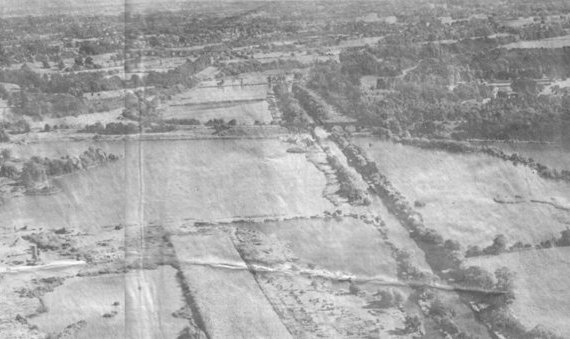 Just a small part of the land covered by the the proposed Colne Valley Regional Park, looking south past Denham and Iver to Wraysbury and Staines in the far distance. This far sighted plan was developed between 1965 and 1971, receiving approval in January 1972 and included the development of the parks, lakes and waterways enjoyed by many today.