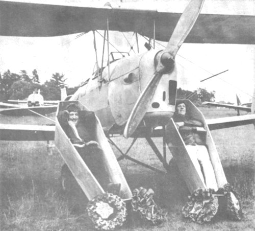 Brian Lecomber, 24 (left), and David Please, 27 (right), in their protest coffins supported by a symbol of their cause, a de Havilland dH.82a Tiger Moth.