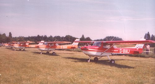 Four of the Gregory School of Flying's Cessna 150s, in this case all 150F Aerobat versions of the popular trainer.