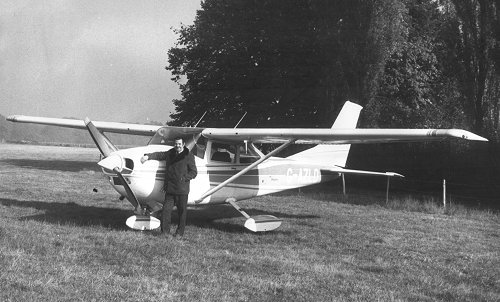 Paddy Hember, photographer and pilot, seen here in 1978 with Cessna 182P, G-AZLD.