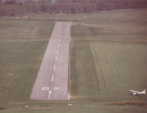 A view along the hard runway from the western end in the spring of 1981, the addition of a turning area at the eastern end was to give the new resident aircraft more room to manoeuvre.