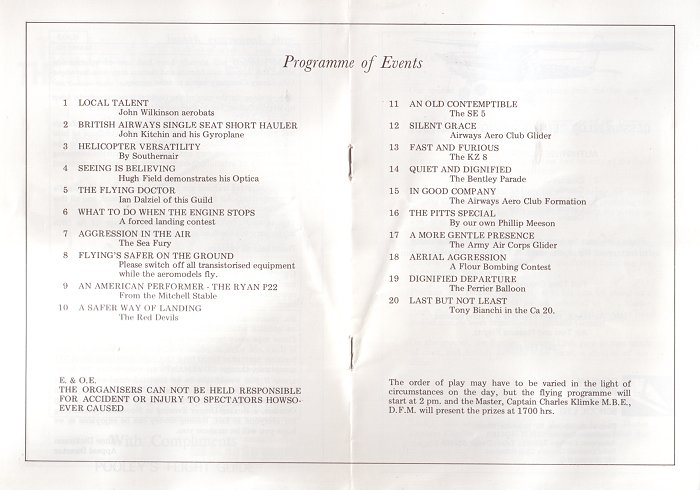 The programme for the 1981 Denham Garden Party and Air Display.