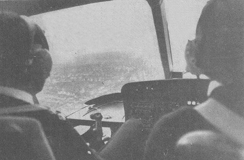 Chief Inspector Alan Englefield of Thames Valley Police and Captain Arthur Burland of McAlpine helicopters over West London during the 1981 trials.