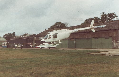 As well as the Gulfstream School of Flying, Hana Aviation also owned Heliwork based at Thruxton and several of their aircraft were regular visitors to Denham, such as this Bell 206 Jet Ranger, G-ICRU.