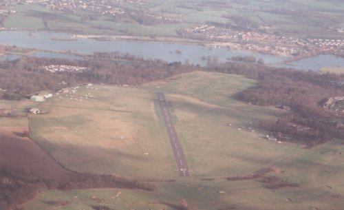 A view of Denham Aerodrome in 1983 from the West.