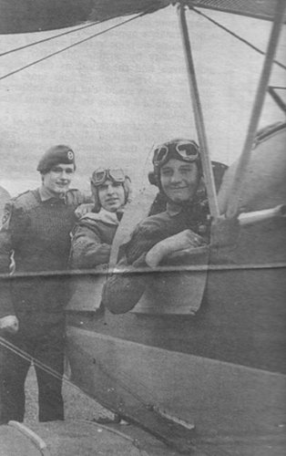 From the left, Kevin Miles, Andrew Aitken and Zachary Bestwick, the three cadets awarded flights in the de Havilland dH.82a Tiger Moth.