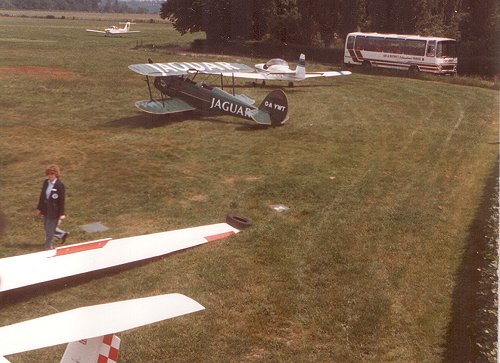 Brian Lecomber's Stampe was sponsored by Jaguar and performed two aerobatic displays during the day.