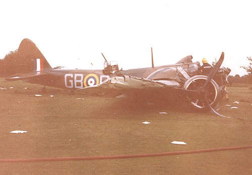 Leading Fireman Ian Goodfellow from Heathrow's Fire and Rescue Service used a ladder to reach the cockpit to free the Blenheim's pilot.
