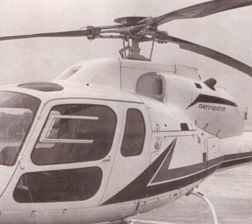 The new ice accretion warning system fitted to the air intake of an AS.355 Twin Squirrel helicopter. Trials were conducted throught the year and certification granted in 1989.