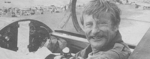 Brian Lecomber in the cockpit of his Extra 230 after having set a new world record for 180 consecutive loops.