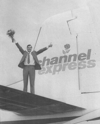 Phillip Meeson with one of his Handley Page Dart Heralds of Channel Express.