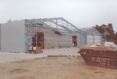 The extension structure nearly complete with the end walls in place.