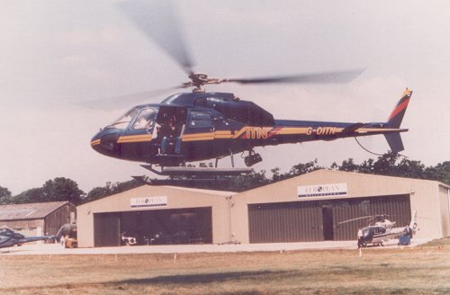 ITN became the first British television news company to operate a news camera equipped helicopter with the introduction of their Aerospatiale AS.355F1 Twin Squirrel, G-OITN. Modified and equipped by European Helicopters, this was a Denham resident until its retirement in 2005.
