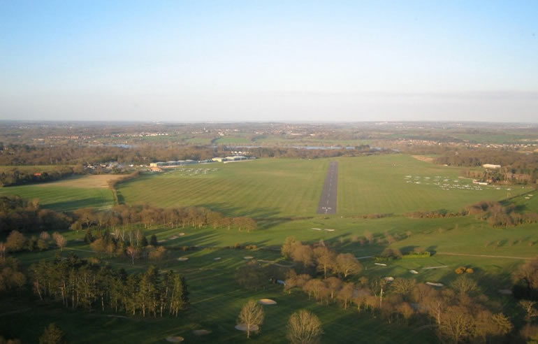 Photo taken from an aircraft on final for EGLD runway 06.